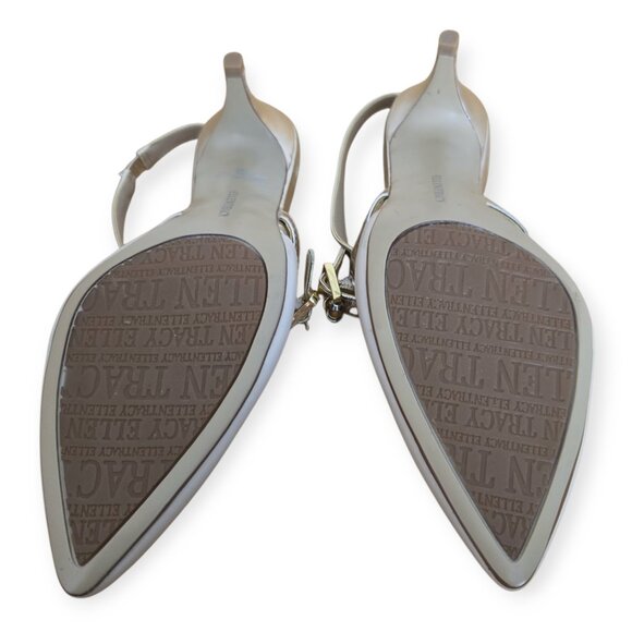 Ellen Tracy Bailey Beige Gold Slingback Kitten Heel Pump 7.5 - Picture 8 of 11